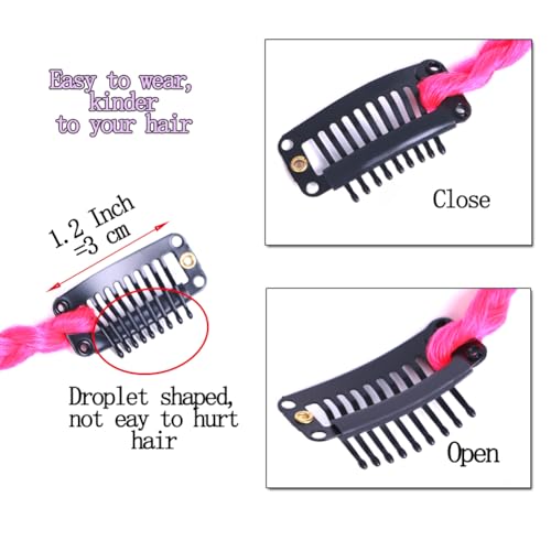 20 Inch Colorful Braided Hair Extensions - 12 Pcs Clip-in Synthetic Braids