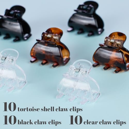 Expressions 30pc Assorted Mini Hair Clips Set - Clear, Tortoise & Brown Variations