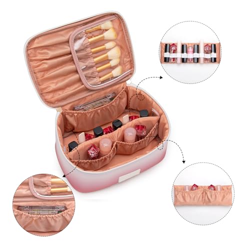Khaki-Tan Wrangler Travel Makeup Bag Set with Brush Holder