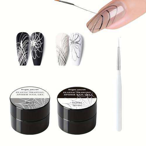 Finger Secret Spider Gel Kit for Nails - 5g White Silvery Art Gel