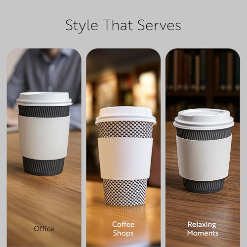 Disposable Coffee Cup Sleeves - 50 Pack, Fits 12-20 oz Cups, Heat-Resistant