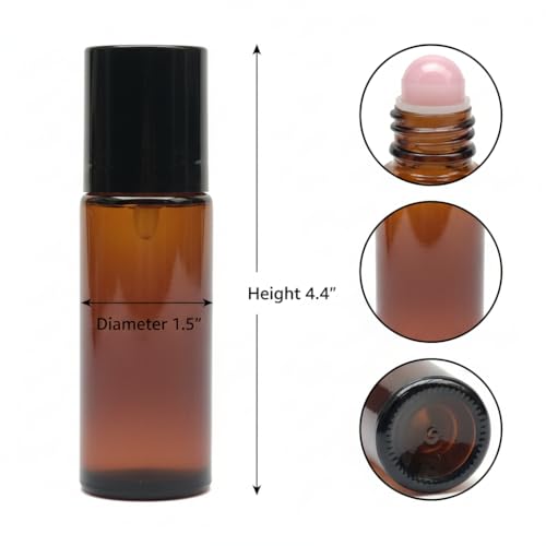 2 Pack Pink Amber Glass Roll-On Bottles with Jade Roller Balls - 50ml