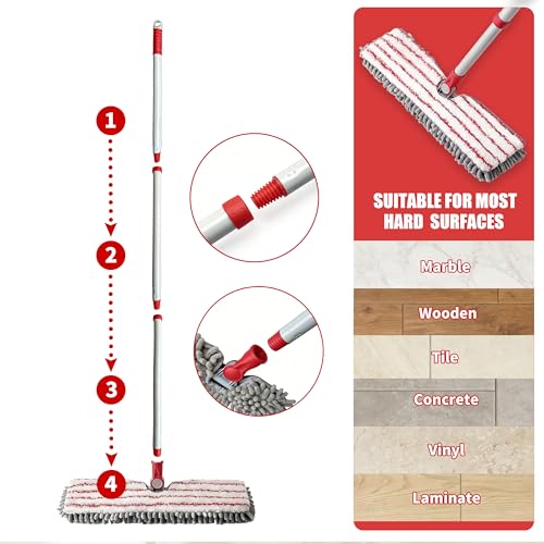 360° Rotating Microfiber Flat Mop with Washable Pads for All Floors