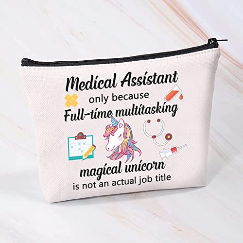 Medical Assistant Makeup Bag - Unicorn Cosmetic Pouch for Nurses & Graduates