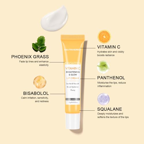 Neutriherbs Vitamin C Lip Cream for Dry Chapped Lips 0.52oz - Nourishing & Brightening