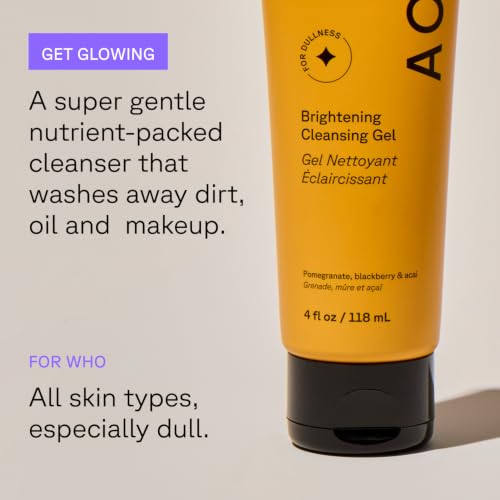 Acure Brightening Cleansing Gel - Vegan Facial Cleanser 4 fl oz