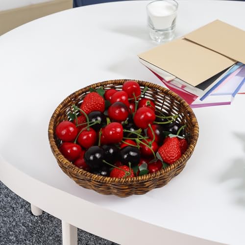Small Woven Wicker Fruit Basket for Kitchen & Dining | Natural Brown