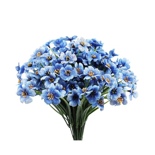 Vibrant Blue Artificial Flowers - 12 Bundles for Home Décor