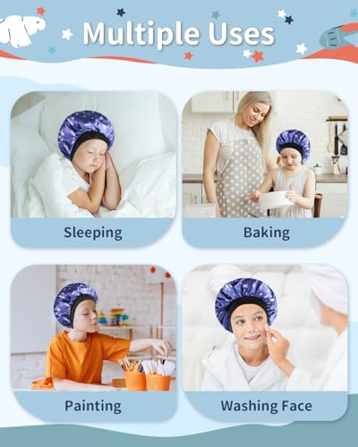 Kids Satin Bonnet with Adjustable Elastic Band for Natural Hair