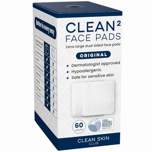 Clean Skin Club Clean©÷ Pads 2.0 [NEW & Improved Edges] Guaranteed Not to Shed & Tear Face Pads, Unique Triple Layers, Textured & Ultra Soft Side, Organic Disposable Cotton, Pair with Makeup Remover
