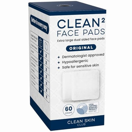 Clean Skin Club Clean©÷ Pads 2.0 [NEW & Improved Edges] Guaranteed Not to Shed & Tear Face Pads, Unique Triple Layers, Textured & Ultra Soft Side, Organic Disposable Cotton, Pair with Makeup Remover