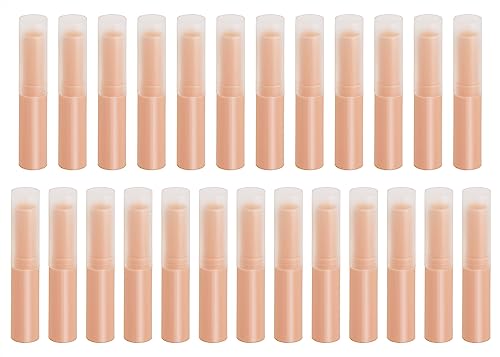 Mini Skater Pink Lip Balm Tubes 0.14oz, 25-Pack Empty Twist-Up Containers for DIY Lip Balm