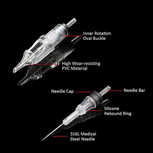 Emalla Tattoo Cartridge Needles 20Pcs Round Liner 1205RL, Precision Micro-Fine Lines