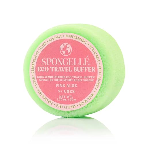 Spongellé Pink Aloe Eco Travel Body Buffer - Biodegradable Body Scrubber