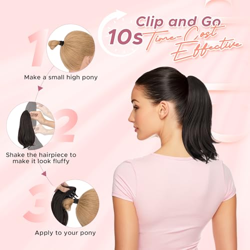 SEGO 12" Short Claw Clip Ponytail Extension - Natural Synthetic Hairpiece