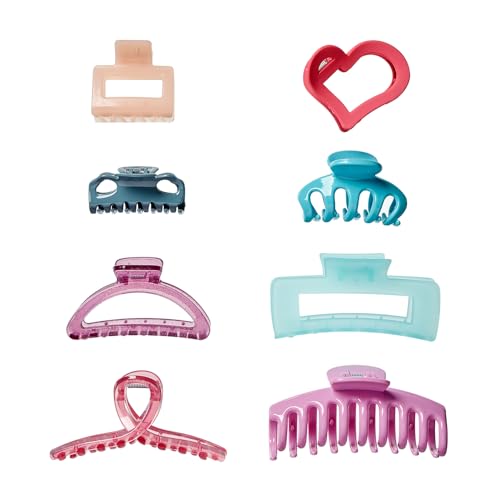 Scunci 8-Piece Claw Clip Set for Thick Hair - Pastel Colors