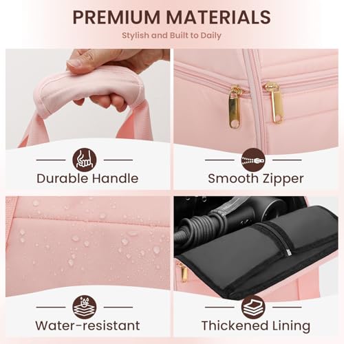 Wig Storage Bag for 3 Wigs - Pink Travel Organizer Case 12.6x9.8in