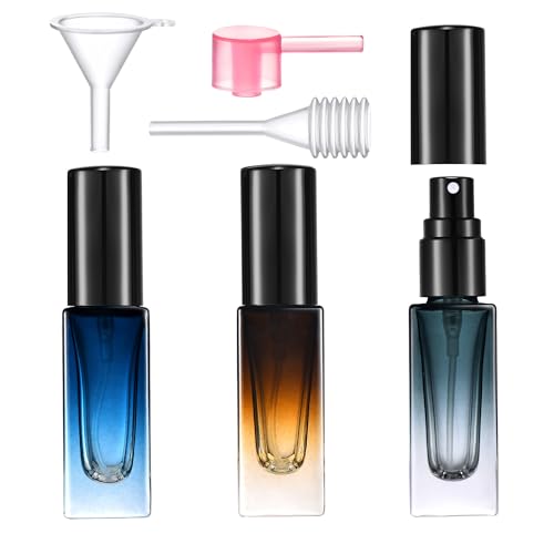 Yikimyfo 3Pcs Travel Refillable Perfume Bottles 5ML Blue Green Brown Leak-Proof