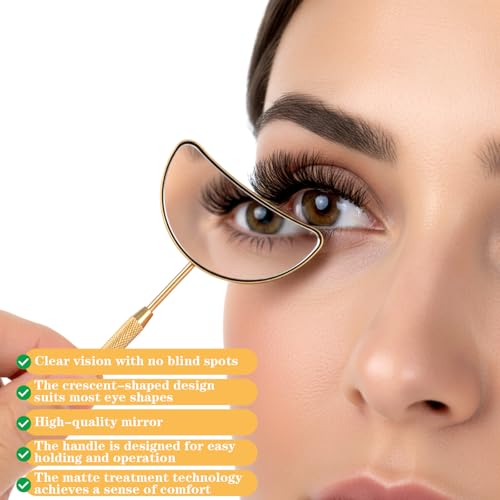 Stainless Steel Lash Mirror 2-Pack – Half Moon Detachable Eyelash Inspection Mirrors for Lash Extensions