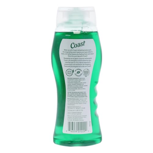 Coast Emerald Burst Body Wash, 18 oz (Pack of 3) - Hydrating & Gentle Cleansing