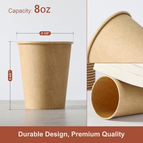 AOZITA 120 Count 8 oz Disposable Paper Cups for Hot & Cold Beverages