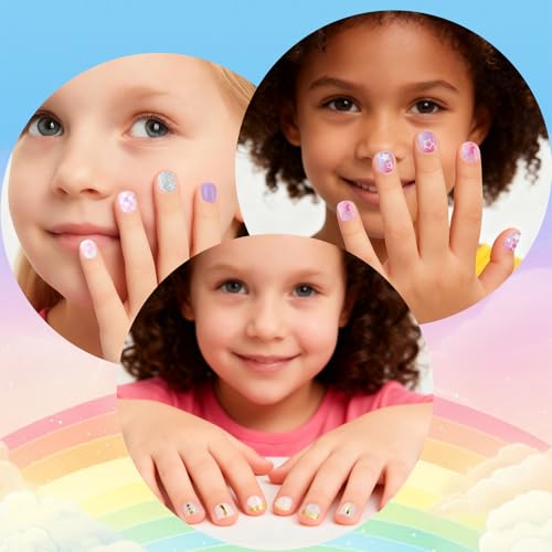 Allstarry Kids Press-On Nails Star Moon Tale - 3 Pack Pre-Glued Fake Nails for Girls