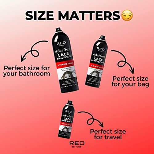 Red by Kiss Lace Bond Hold Spray Styler Fixer 7.8 fl oz – 72H Hold, Fast Drying