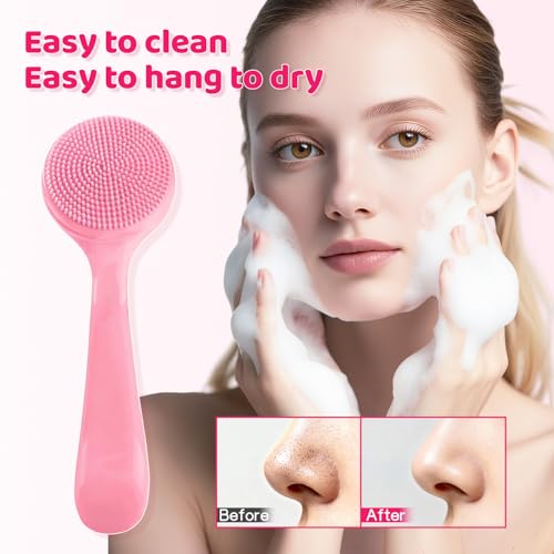 Silicone Facial Cleansing Brush Set - 2 Pcs Waterproof Scrubbers