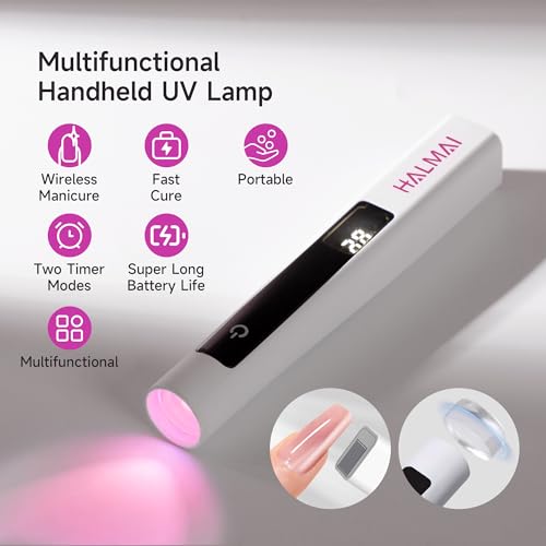Halmai Handheld UV Nail Lamp - Cordless Mini Gel Polish Dryer