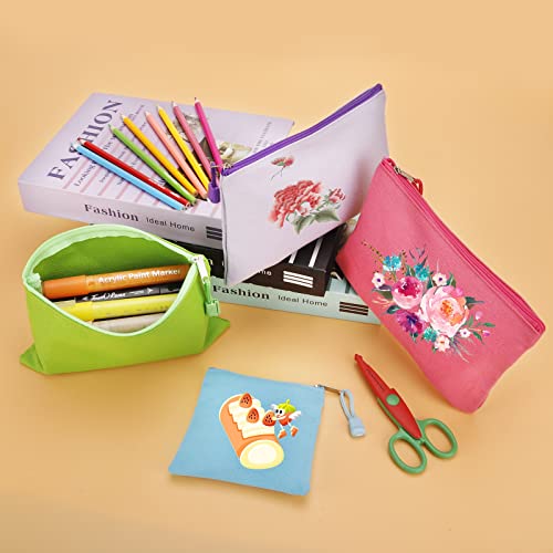 Fassave 12-Pack DIY Blank Cotton Canvas Zipper Bags, Large Makeup Pouches