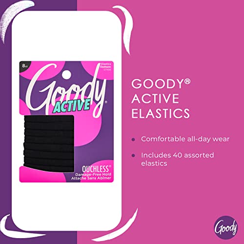 Goody Ouchless Seamless Hair Elastics - 8 Pack, Black, No Damage Hold