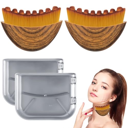 2 Pack Lymphatic Face Brush for Lymphatic Drainage & Skin Sculpting, Soft Bristles, Travel Case