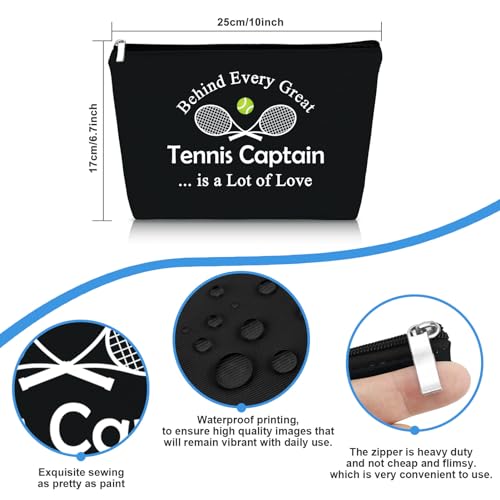 Mikela Black Tennis Captain Gift Makeup Bag - Tennis Team Travel Pouch