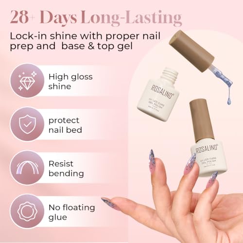 ROSALIND 12PCS Glitter Gel Nail Polish Kit - Sparkle Sequins for Party Night