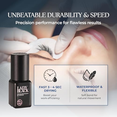 Lady Black Eyelash Extension Glue 5g - Fast-Drying Professional Lash Adhesive