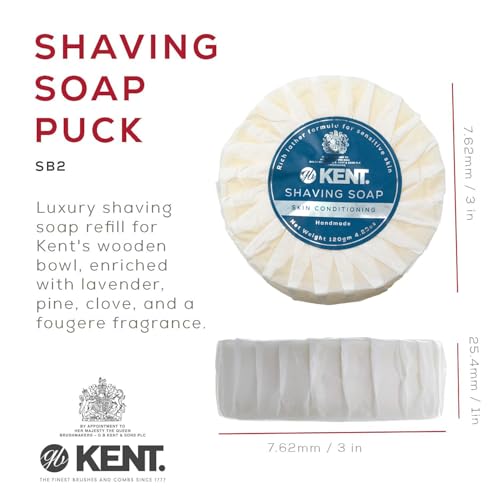 Kent SB2 Shaving Soap Refill 4.23 oz for Men with Shaving Brush & Bowl