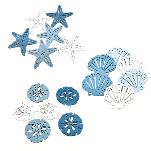 36Pcs Wooden Beach Ornaments - Starfish & Shells for DIY Decor