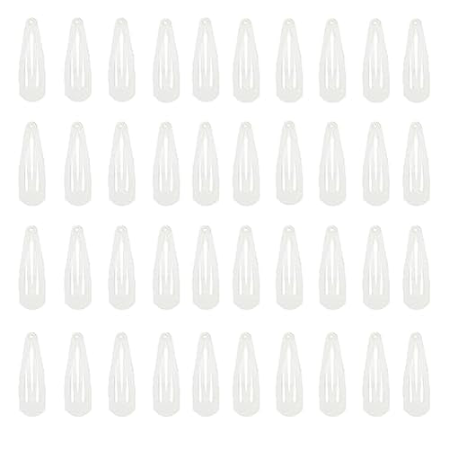 2-Inch White Metal Snap Hair Clips - 20 Durable Barrettes
