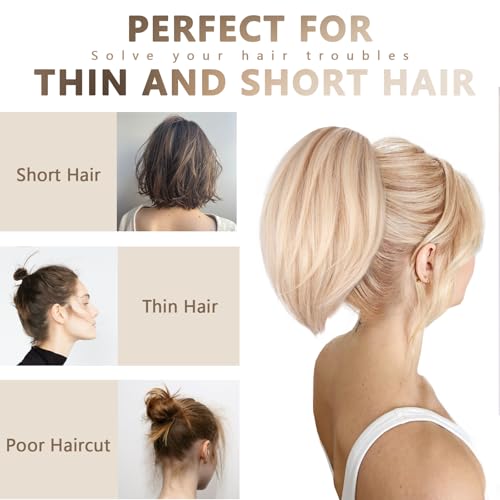 10 Inch Platinum Blonde Claw Clip Ponytail Extension - Synthetic Straight Hair