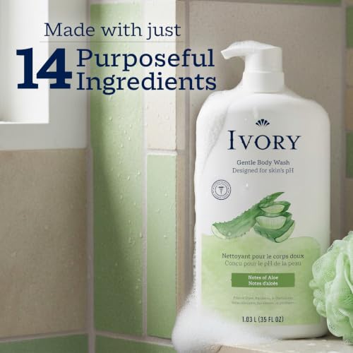 Ivory Gentle Body Wash for Family, Aloe Scent, 21 oz (Pack of 2)
