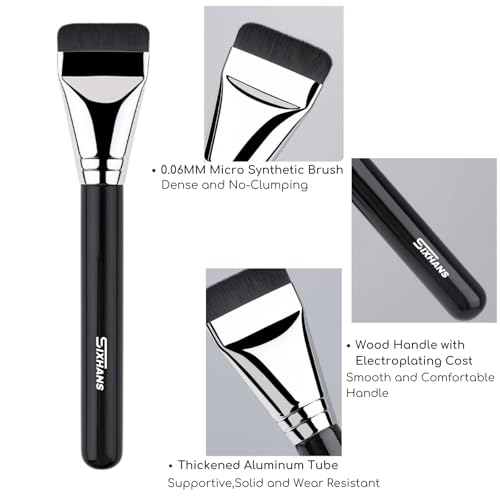 Rubycell Flat Foundation Brush Set with Makeup Sponge & Mixing Palette - Liquid & Cream Face Makeup Tools