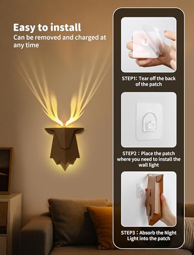 Deer Night Light with Remote Control - Dimmable Antler Sconce