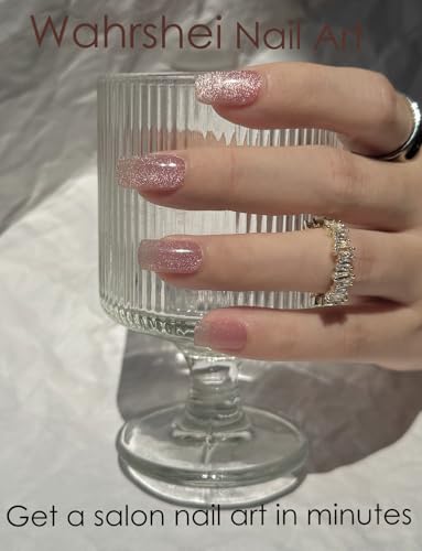 Nude Cat Eye Semi Cured Gel Nail Strips - 20pcs UV Ready Wraps for DIY Nail Art