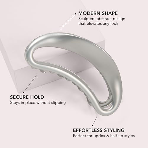 The Hair Edit Sculpted Silver Claw Clip - 4-Inch Large Metal Hair Accessory