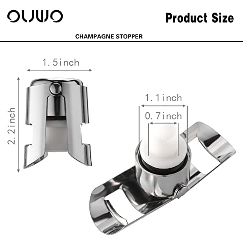 Stainless Steel Champagne Stopper 6 Pack - Leak-Proof & Reusable