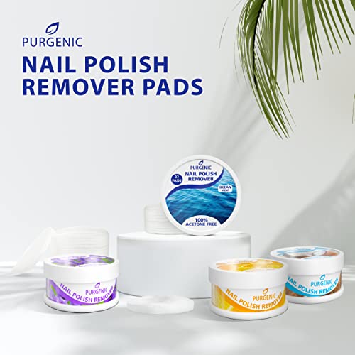 Purgenic 128 Pack Natural Nail Polish Remover Pads - Travel & On-the-Go