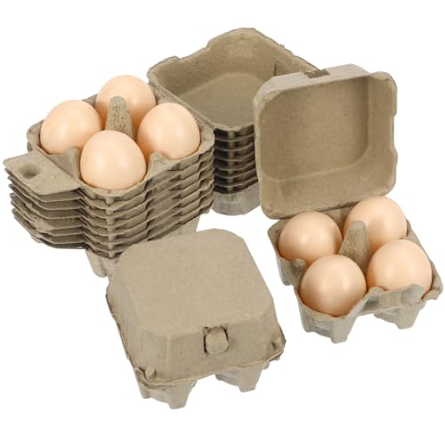 4-Pack Mini Kraft Paper Egg Cartons - Stackable Storage for Eggs