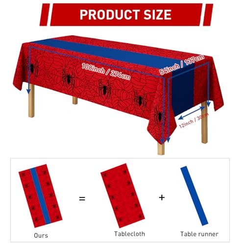 Spider Tablecloths (4 Pack) - 54x108 Inch Disposable Plastic for Parties