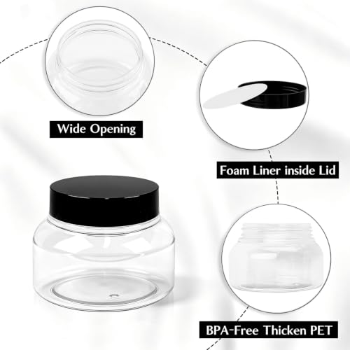 TUZAZO 8 Oz Premium Plastic Tuscany Jars with Lids - 12 Pack