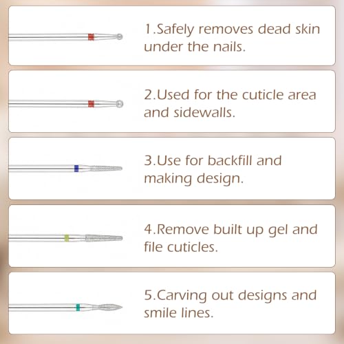 Professional Nail Drill Bits Set - 10 PCS for Acrylic & Gel Nails